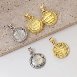 Vintage vergulde messing Maria letter ronde munt hanger bedel voor DIY sieraden ketting.