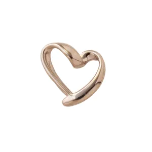 ciondolo cuore aperto oro rosa collana, elegante gioiello minimalista asimmetrico da donna.