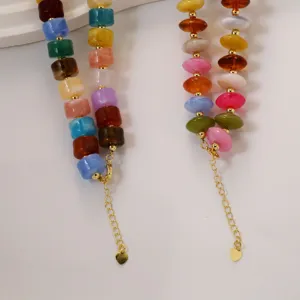 Collier de perles en acrylique colore style boheme vacances de plage pour femmes
