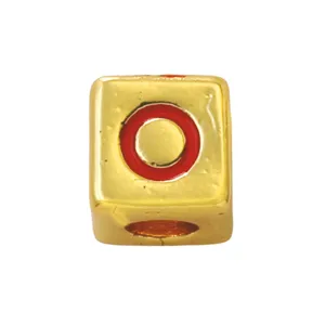 Golden square enamel letter O spacer bead detail, perfect for DIY bracelets and necklaces.