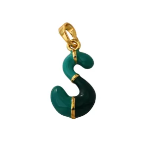 Letter S Pendant 18K Gold Plated Colorful Enamel Hip Hop Style Charm Necklace Accessory