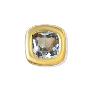 Brass cushion zirconia square DIY jewelry bead accessory for handmade charm bracelet necklace.