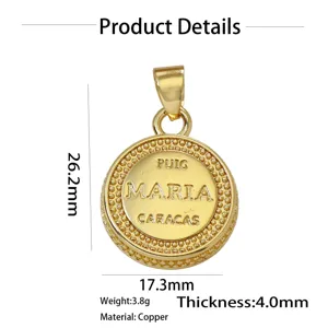 Venezuela messing verguld Maria letter ronde munt hanger vintage DIY ketting product detail
