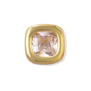 Close up of square brass zircon DIY bead charm detail, elegant jewelry component for crafting.