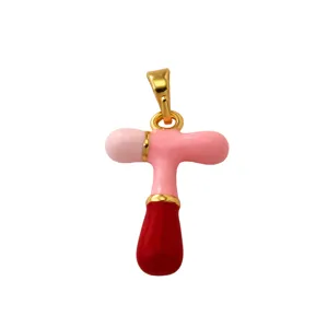 Letter T pendant 18K gold plated brass colorful enamel fashion jewelry for women necklace charm