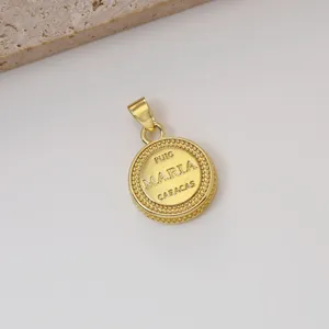 Vintage messing vergulde Maria letter ronde hanger retro munt sieraden accessoire gouden stijl