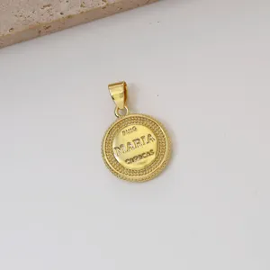 Vintage vergulde messing Maria munt hanger bedel voor DIY ketting sieraden maken.