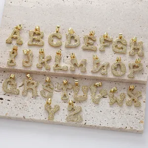 Pendentif Lettre Anglaise en Cuivre Micro-Incrusté de Zircon Minimaliste Pendentif Seul Sans Chaîne Bijoux de Mode