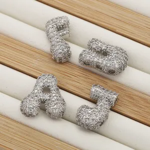 Puffy bubble 26 alphabet letter charms, micro pave cubic zirconia copper pendant for DIY jewelry.