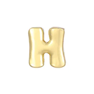 Verguld 18k ballon letter H hanger glanzend oppervlak DIY ketting armband sieraden accessoire