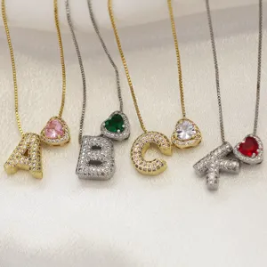 Koperen Letter En Geboortesteen Hanger Halsketting Minimalistische Strass Sieraden Cadeau Voor Vrouwen En Mannen