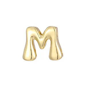 Koper 18K verguld glad ballon letter M hanger DIY armband ketting sieraden accessoire