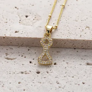 Collier pendentif en zircone micro pavé plaqué or chaîne délicate bijoux mode femmes