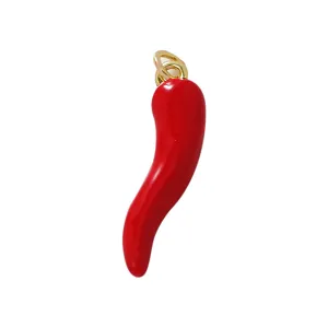Red chili pepper pendant gold tone jump ring DIY jewelry making accessory charming gift