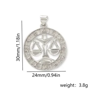 Zilverkleurige dierenriem hanger met weegschaal ontwerp, 30x24mm sieraden accessoire.