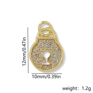 Gouden hangslot hanger met micro-ingelegde zirkonia, stijlvolle DIY sieraden accessoire bedel.