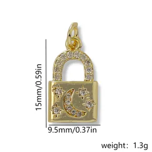 Gouden maan ster hangslot hanger micro ingelegd zirkoon DIY sieraden accessoire.