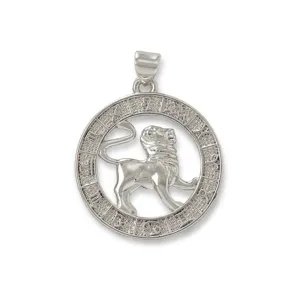 Verzilverde Leeuw dierenriem holle hanger DIY ketting accessoire prachtig detailoverzicht
