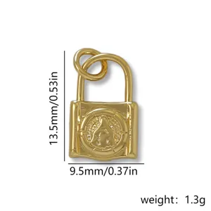 Detailweergave van de gouden hangslot-hanger met afmetingen en gewicht voor DIY-sieradenaccessoires.