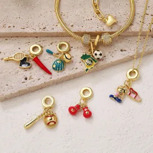 Pendentif de Mouvement de Couronne de Cuivre Plaqué Or 18K de Thème de Sports DIY Pour des Résultats de Collier de Bracelet Fait Main Faisant des Bijoux