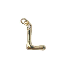 Brass 18K gold plated letter L pendant with crystal charm for DIY necklace accessories