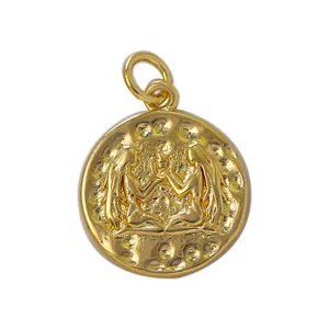 DIY vintage round Gemini zodiac constellation gold pendant charm for necklace jewelry making
