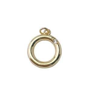 Gold plated brass letter O pendant sparkling stone DIY necklace jewelry accessory elegant charm.