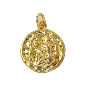 18k gold plated vintage zodiac sign pendant coin necklace jewelry making DIY accessory item