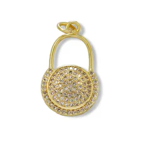 Vergulde micro pave zirkonia handtas slot hanger DIY sieraden accessoire bedel.