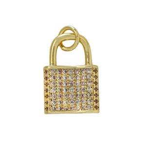 Gouden hangslot hanger micro pave zirkonia bedel DIY sieraden accessoire voor ketting