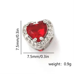 Herz roter Kristall DIY Anhänger für Armband Halskette Schmuck Zubehör 7.5mm groß