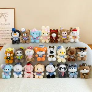 Cute Cartoon Animal Plush Toy Pendant Soft Stuffed Brown Bear Penguin Monkey Doll Desktop Companion Bag Hanging Ornament