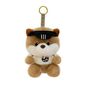 Cute plush bear keychain cute animal stuffed doll bag pendant with visor cap for decoration
