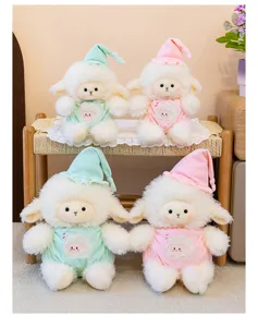 Süßes schlafendes Schaf Plüschtier weiche Stoffpuppe Heilungs-Pyjama Lamm Geschenk für Mädchen.