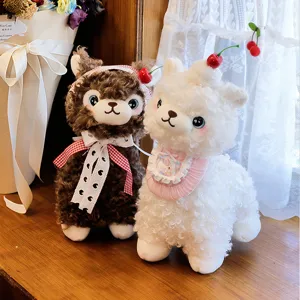 Cute Stuffed Alpaca Sheep Plush Toy Cartoon Scarf Doll Dessert Lamb Soft Ragdoll Kids Birthday Gift Companion Toy