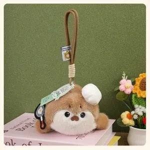 Cute sea otter plush pendant chef hat animal doll bag charm fluffy toy gift for girls