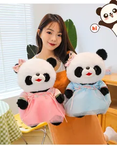 Cute Hanfu panda plush toy set, soft stuffed giant panda doll with dress for kids gift.