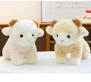 Süßes Puff Lamm Plüschtier weiches Stofftier Schaf Puppe für Kinder gemütliches Kissen