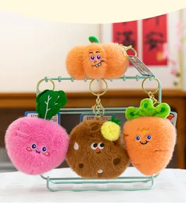 Porte-clés en peluche fruits et légumes mignons, doux mini pendentifs de sac à dos, beaux cadeaux.