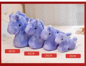 Cute purple plush pony toy fluffy stuffed animal unicorn pillow for kids and gift wholesale.