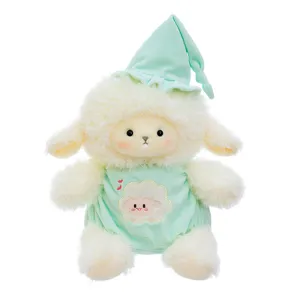 Süßes Schaf Plüschtier mit Schlafmütze, weiche Kuscheltier Puppe, ideales Geschenk für Kinder.