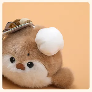 Cute sea otter plush pendant with chef hat stuffed doll bag hanging ornament gift.