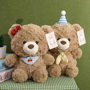 Süßer Plüsch brauner Teddybär Bär Puppe mit Kleidung und niedlichen Accessoires für Deko.