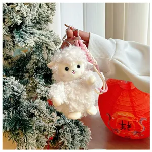 Simpatico portachiavi pecora di peluche ciondolo animale soffice con cinturino.