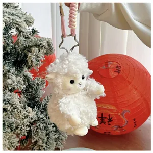 Simpatico portachiavi in peluche di pecora bianca, ciondolo borsa animale soffice, peluche morbido.