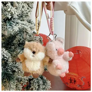 Simpatico portachiavi animale in peluche per zaino da ragazza, morbida bambola di peluche.