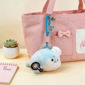 Cute plush seal toy pendant bag charm with chef hat for women and girls cute birthday gift