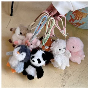 Simpatici portachiavi in peluche di animali ciondoli per zaino con cordini intrecciati