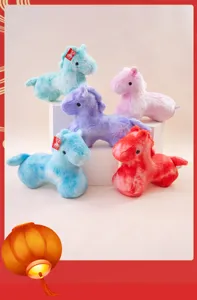 Cute colorful plush horse toy pony doll pillow for kids new year gift mascot toy item