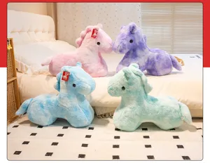 Colorful plush horse toy cute pony pillow stuffed animal doll for kids gift and home decor detail